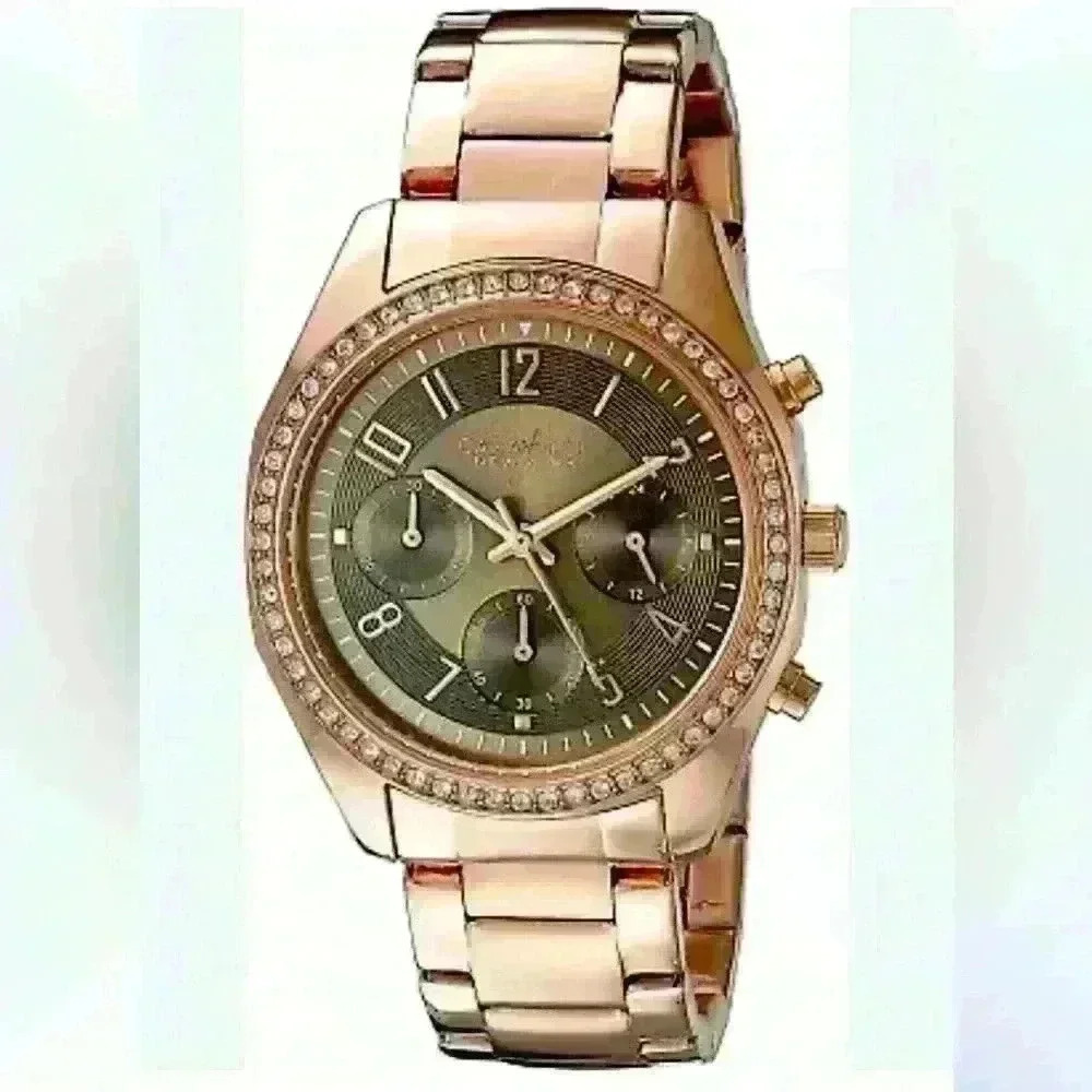 Caravelle Ladie's, Rose Gold Stainless Steel Strap, Brown Dial Watch 44L195